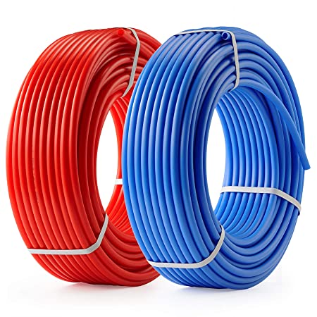 types of plumbing pipes - PEX pipe color coded blue and red