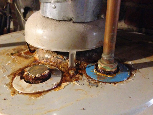 Corrosion on water heater means repair or replacement is needed