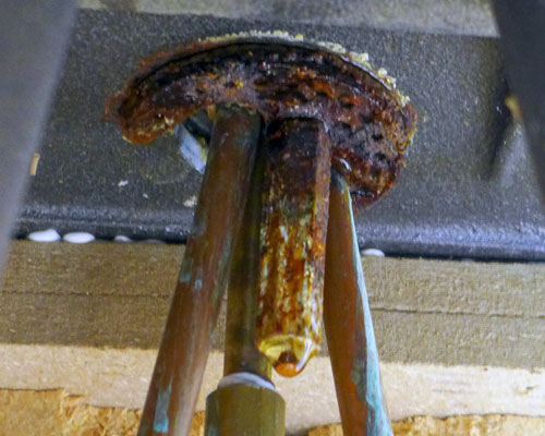 rust and corrosion on faucet fastener parts