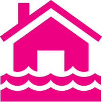 website icon of house flooded by water for water damage restoration
