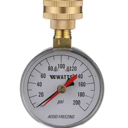 Watts water pressure test gauge with two dials - how to test water pressure at home