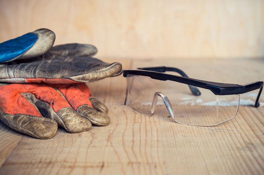 plumbing safety tips - gloves and protective glasses