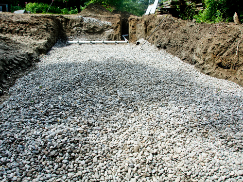 leach field with gravel trench 